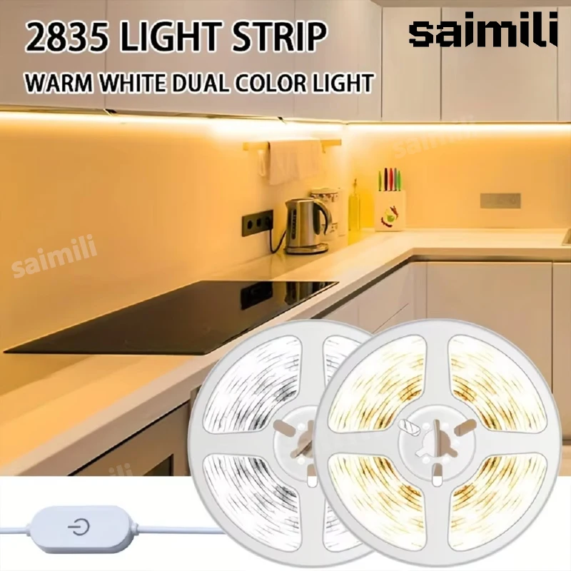 USB LED Strip 2835 Dimmable Touch Switch Backlight TV Kitchen Strip Flexible LED Tape Ribbon Under Cabinet Light Night Lamp