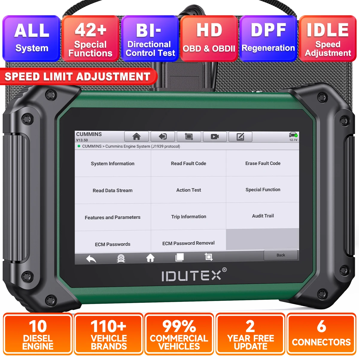 

IDUTEX TS710 Heavy Duty Truck Diagnostic Tool with DPF Regen Bi-directional Scan Tools 42+ Resets Diesel OBD2 Scanner 2025 Elite