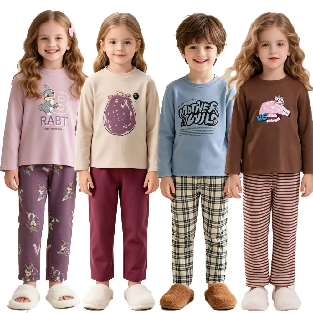 100% Cotton Boys Girls Pajamas Sets Long Sleeve Toddler Kids Pijama 3 4 5 6 7 8 9 10 11 12 13 14 Years Cute Cartoon Children Pjs