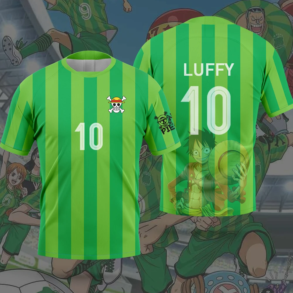

One Piece Luffy Zoro Men's Football Jersey 2026 New SportsSummer Women T-shirt Cartoon Japan Anime Children Clothing Tee Tops