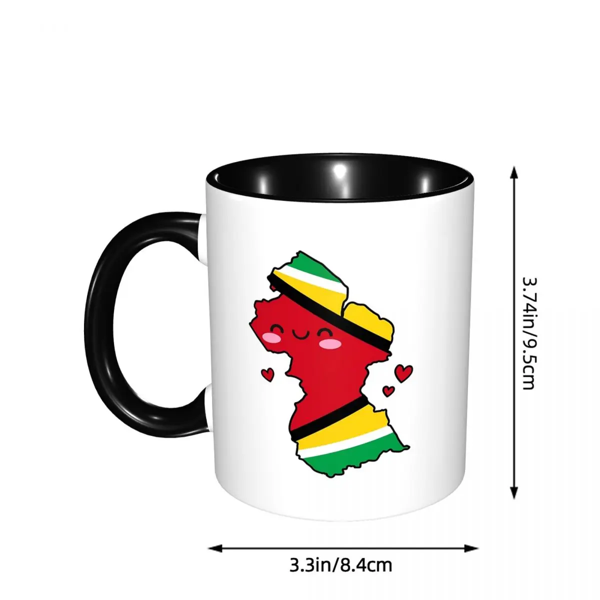 Guyana Flag Map Smile With Love Mug Funny Ceramic Coffee Cups Tea Mugs Milk Cup Drinkware Gifts for Friends