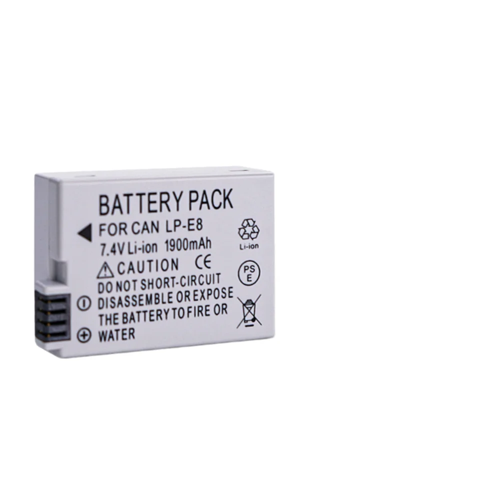 1900mah 7.4V LP-E8 LP E8 Batteries LPE8 Battery LED Dual Charger Set for Canon EOS 550D 600D 650D 700D X4 X5 X6i X7i Battery