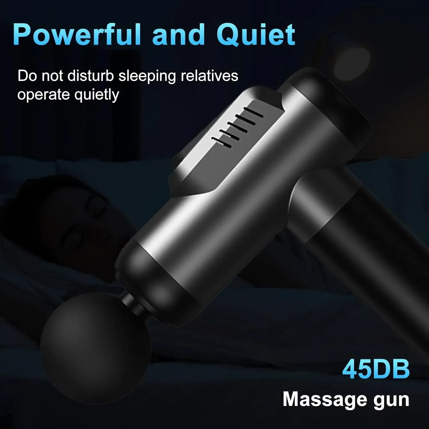 

Массажный пистолет для глубоких тканей, массаж мышц всего тела и релаксация. 99 регулируемых скоростей и 8 головок.