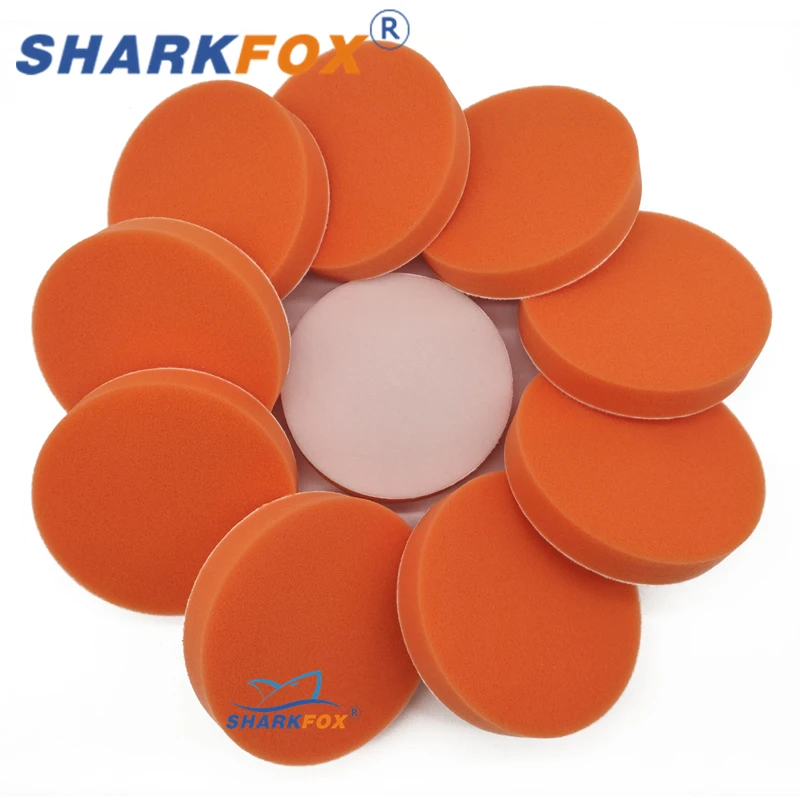 Sharkfox 5/6inch Car Buffing Polishing Pads Flat Foam Sponge Waxing Pad Kit Tool For Car Polisher Buffer Auto Care Buffing Pads