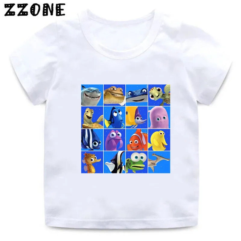 Hot Sale Finding Nemo Dory Print Cartoon Kids T-Shirts Funny Fish Girls Clothes Baby Boys T shirt Summer Children Tops,ooo5495