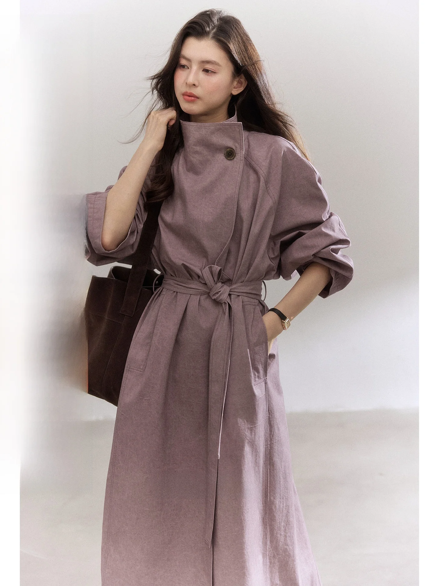 

Женское пальто Ele Purple Mat от Er Yang Design: винтажное, с длинными рукавами, из хлопка, для осеннего сезона