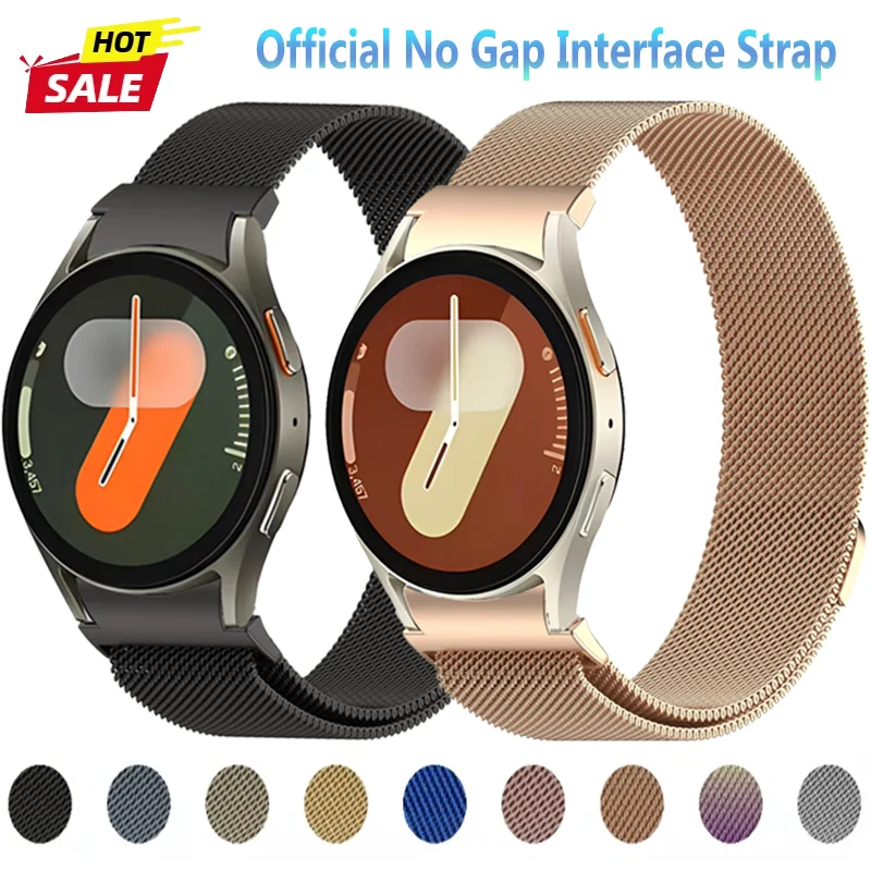 Offizielles No-Lücken-Schnittstellenarmband für Samsung Galaxy Watch 7 6 5 4 44 mm 40 mm Metall-Magnetschlaufen-Armbanduhr 6-4 Classic/5 Pro