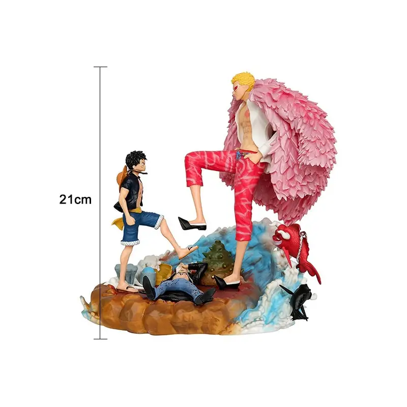 21cm One Piece Luffy Donquixote Doflamingo Vs Luffy Anime Figure Pvc Statue Model Doll Figurine Decoration Toy Kid Birthday Gift