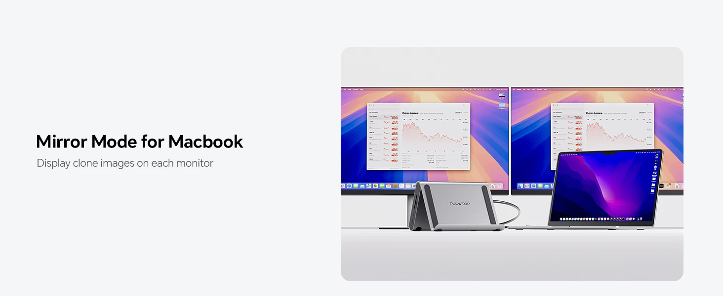 PULWTOP USB-C Dockingstation Ständer Laptop-Dock mit 2 HDMI, PD, Ethernet, USB A/C 10Gbps, Audio, SD/TF, USB 2.0 – Detail 3