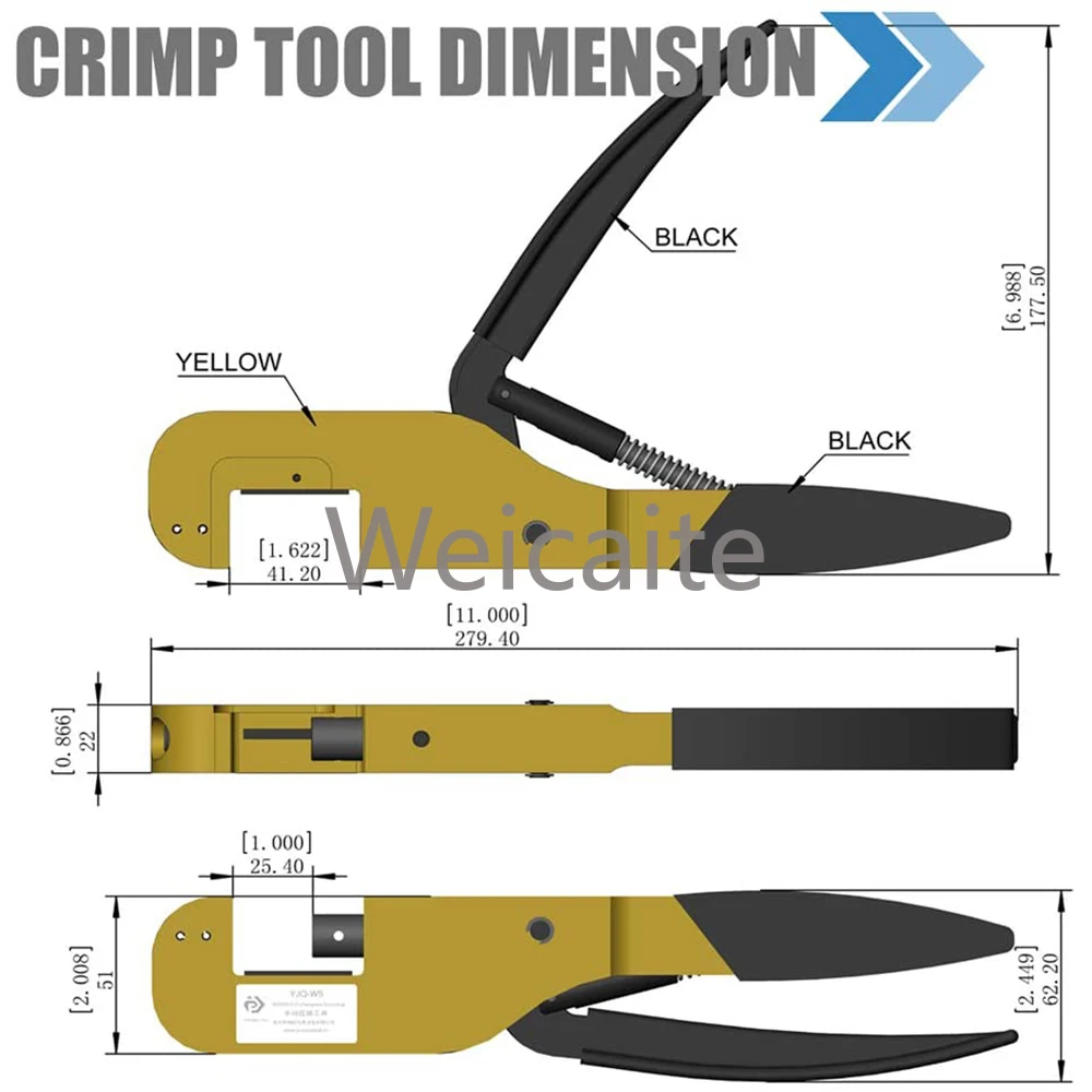 KIT YJQ-W5 alat Crimp bingkai terbuka M22520/5-01, dengan Y197-P