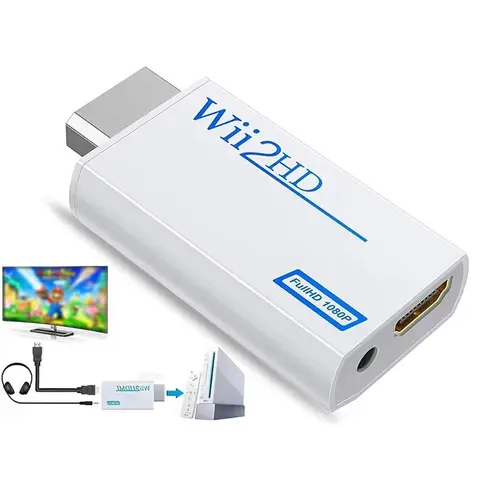 Full HD 1080P WII to HDMI Converter WII to HDMI Wii 2 HDTV Converter Wii To HDMI Adapter 3.5mm Audio for PC HDTV Monitor Display