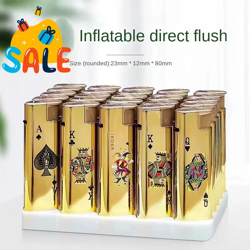 2025 새로운 50pc/25pc/15pc/5pc 금속 방풍 푸른 불꽃 직접 충전 라이터 내구성 풍선 재생 카드 모양