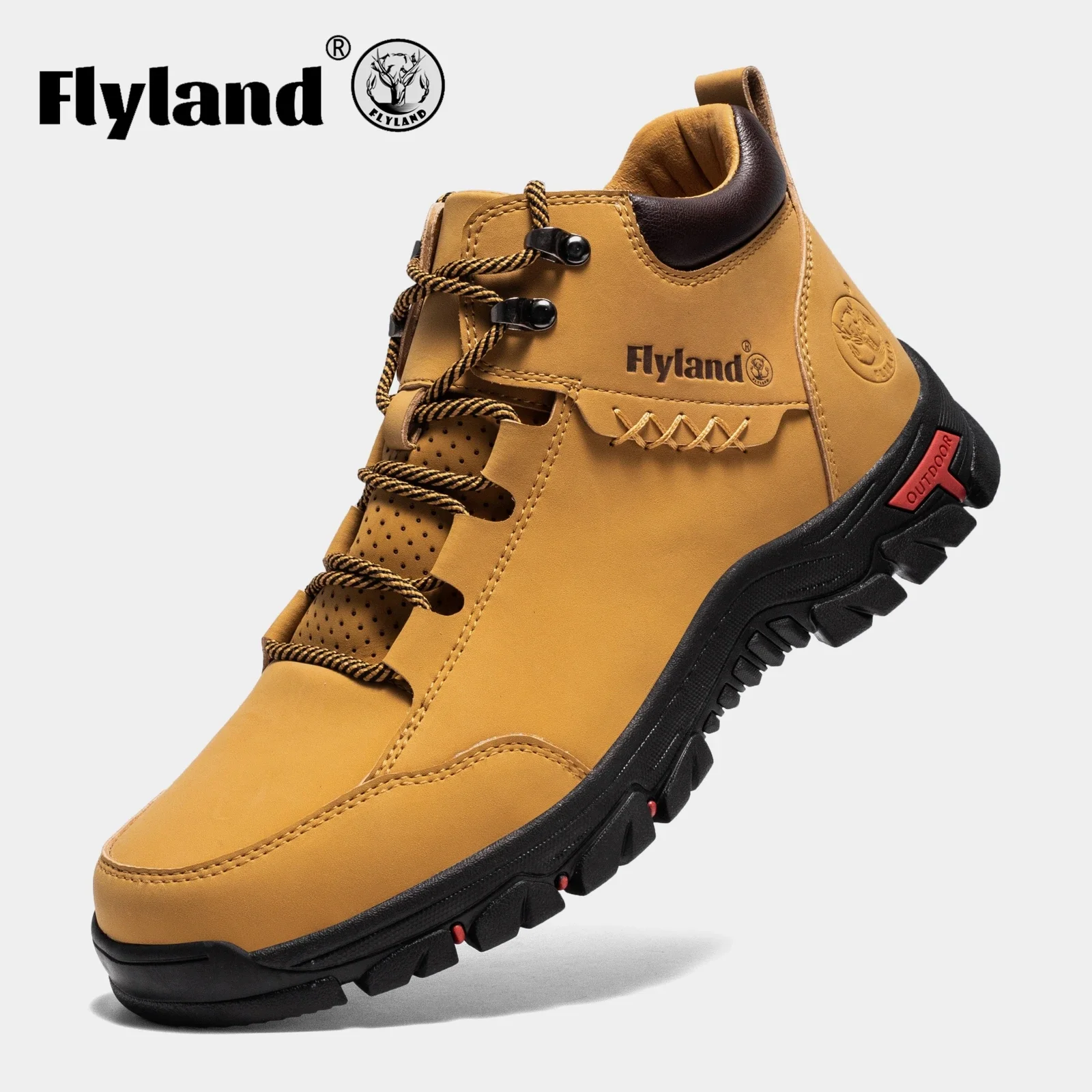 FLYLAND Fashion Men Dress Boots Male Split Leather Shoes Casual Handmade Shoes Luxury Men Ankle Boots