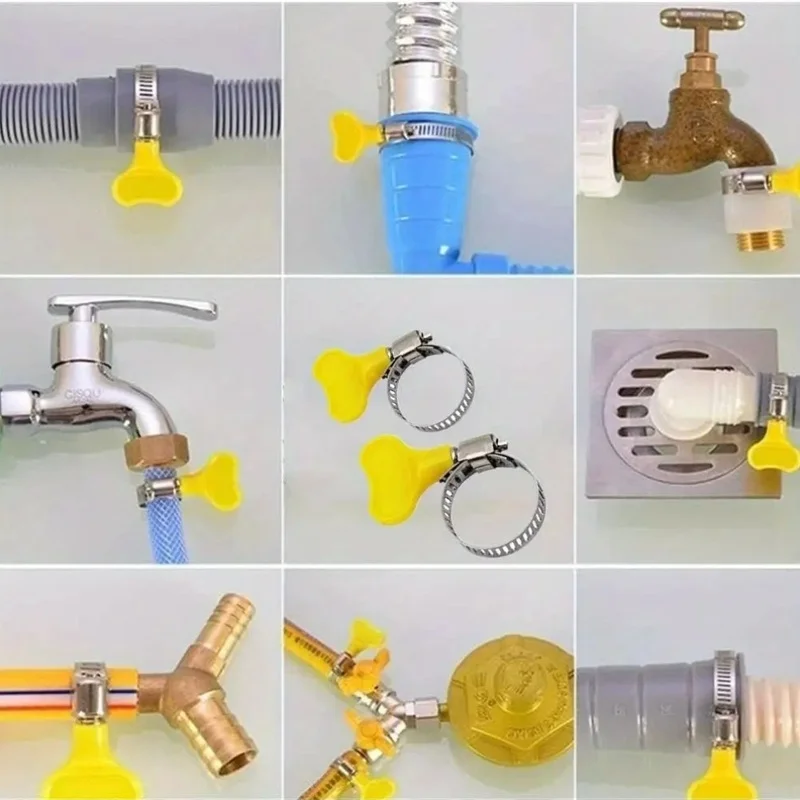 Heavy Duty Adjustable Thumb Screw Pipe Clamp, 6pcs with Key-Type Fastener, Corrosion Resistant for Pipe, HVAC & Automotive, Plum