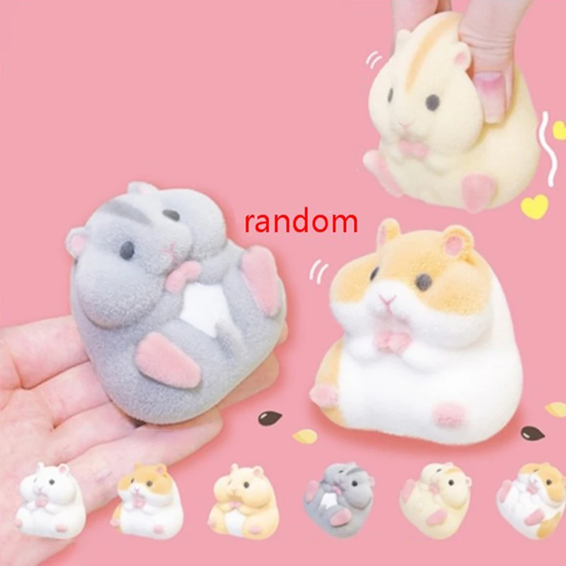 New Flocking Doll Cute hamster Children Plush Toy Capsule toys kawaii fatty milky hamster flocking plush dolls gashapon toys