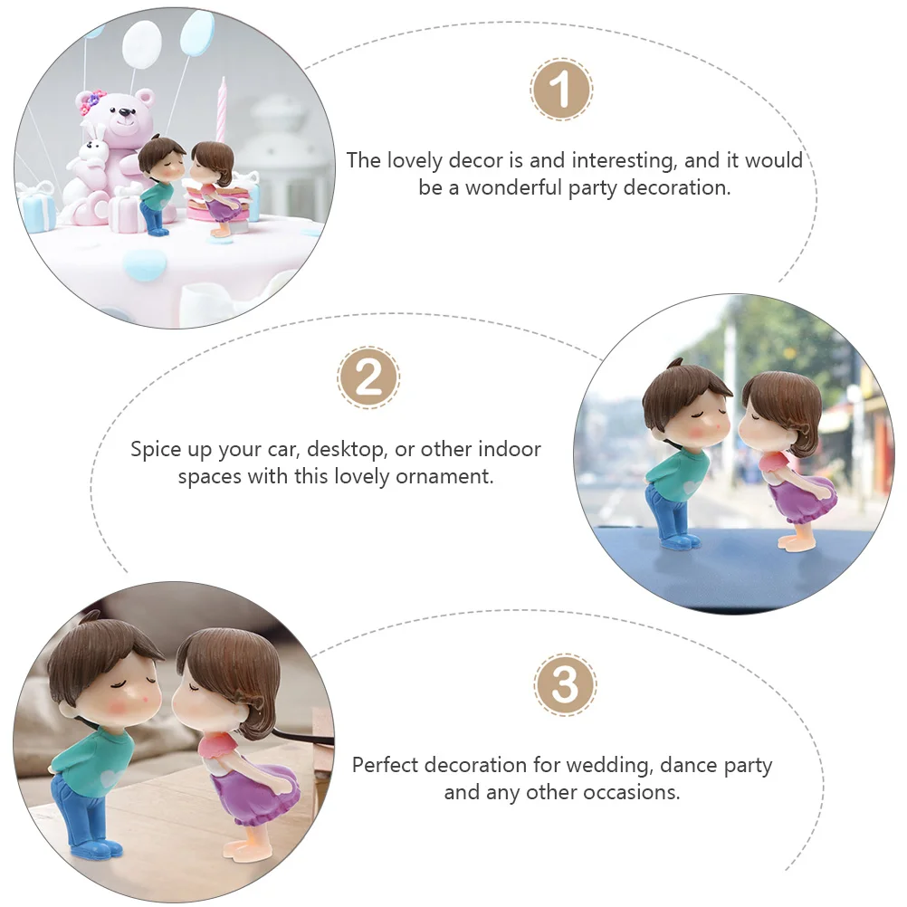 2 Sets Couple Ornaments Figurines Decor Toy House Decorations Adornment Pvc Plastic Micro Landscape Lover Lovers Wedding
