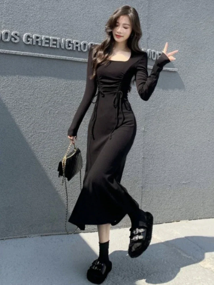 

Pop French Style Dresses Women High Waisted Daily Casual Comfortable Long Sleeve Ladies Mermaid Dress Autumn Winter Clothes