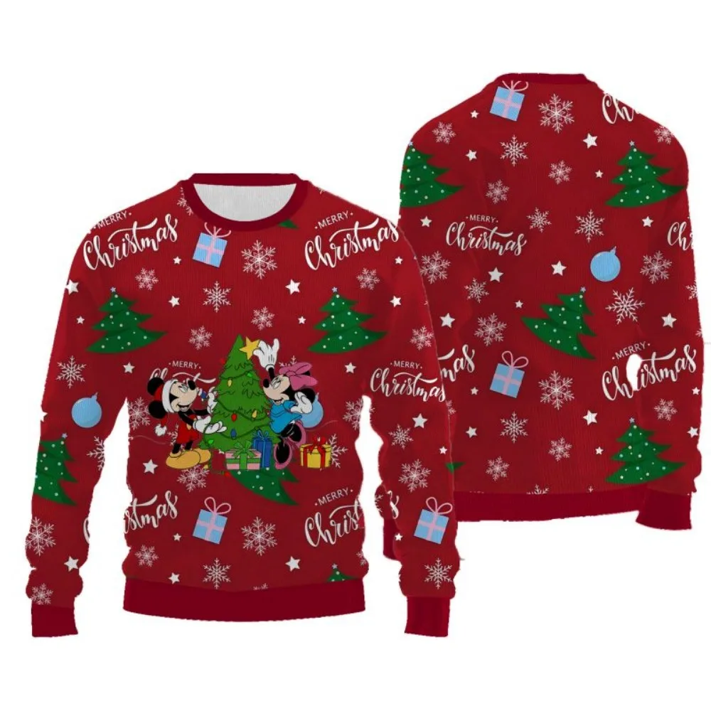 겨울 크리스마스 여성용 라운드넥 스웨터 만화 패션 스타일 어글리 스웨터 귀엽고 편안한 캐주얼 스웨터