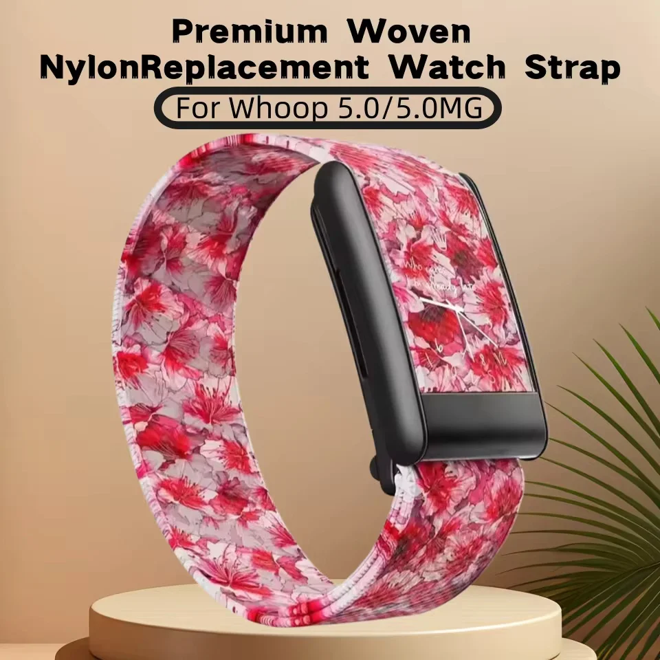 Premium Woven Nylon Replacement Watch Strap For Whoop 5.0 / 5.0MG Printed Design Metal Frame Sport Fitness Tracker Wristband
