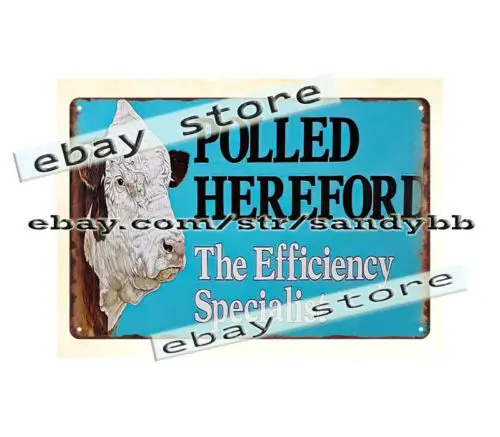Polled Herefords Efficiency Specialist Farm Cattle Livestock Cow metal tin sign-Aluminum
