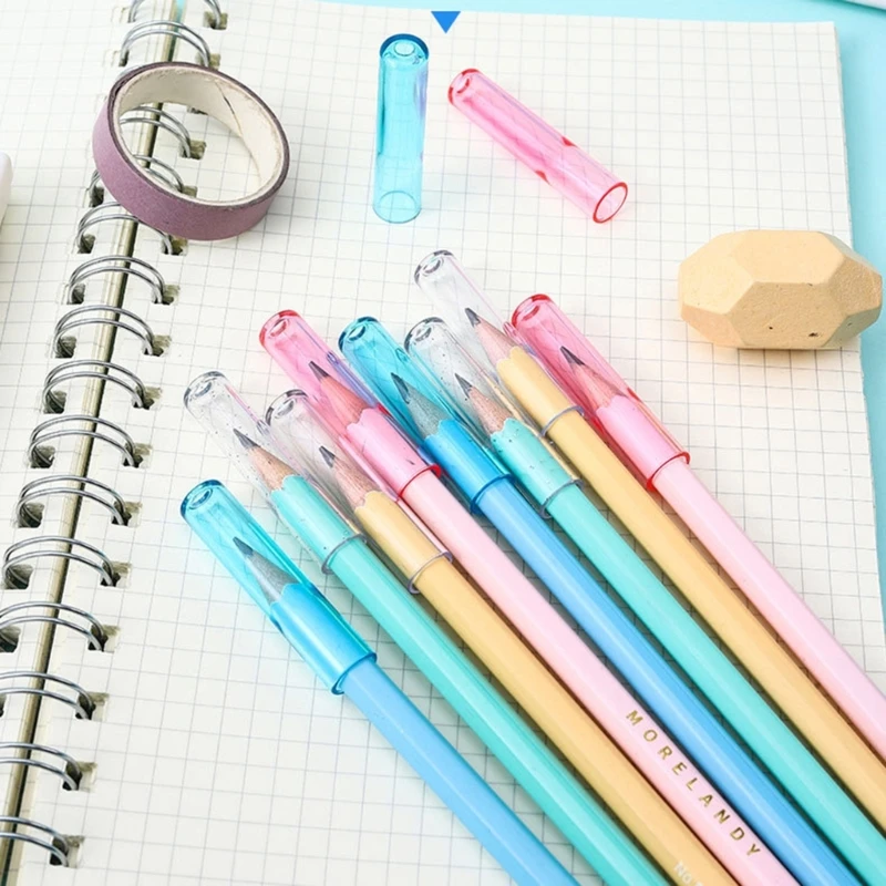 18Pieces Plastic Pencil Transparent Pencil Caps Pen Tip Covers Clear Pencil Tops for Kid Student Class Reward Dropship