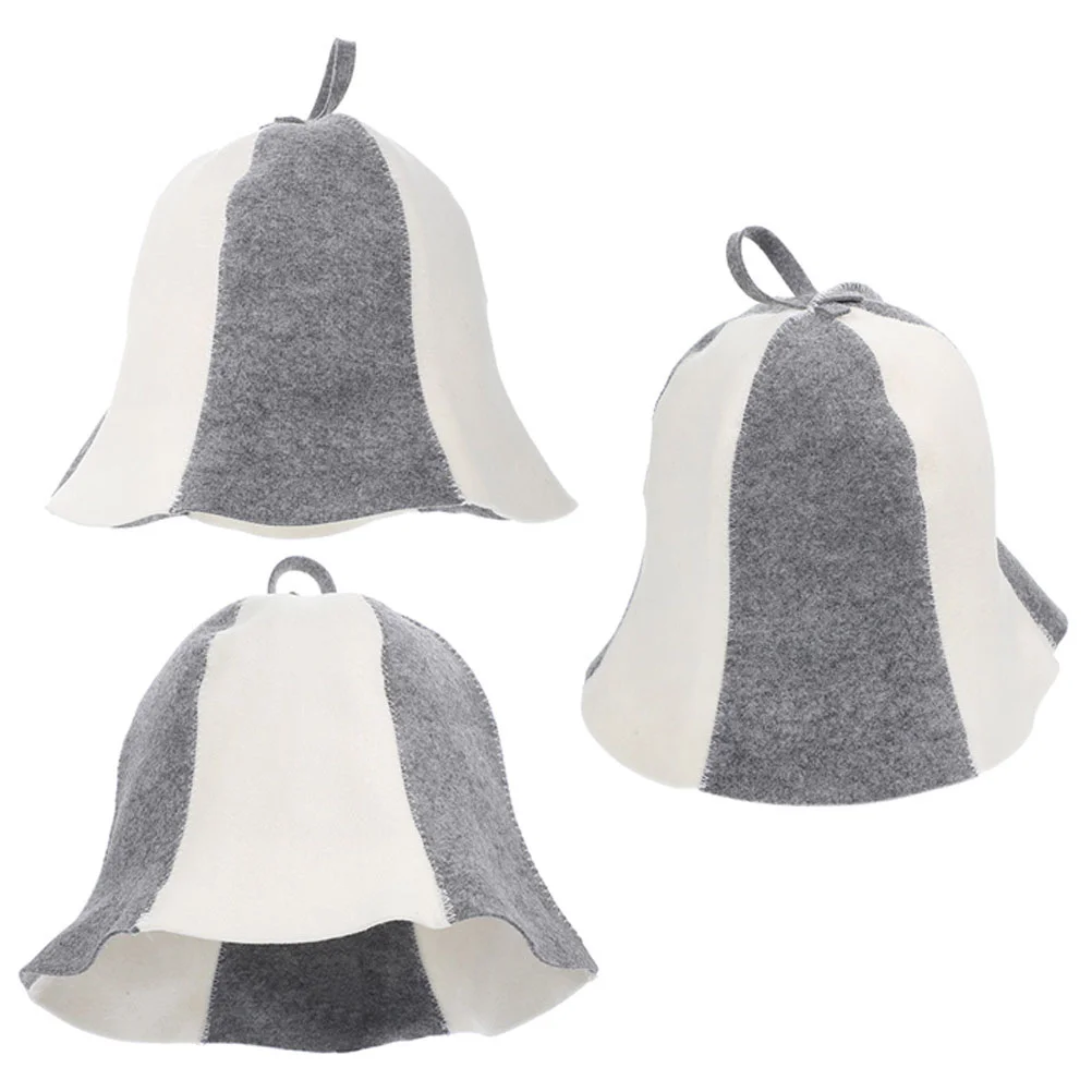 3 Pcs Felt Sauna Hat Cap Spa Bath Hats Towel Accessories for Unisex Thick Men Bathing