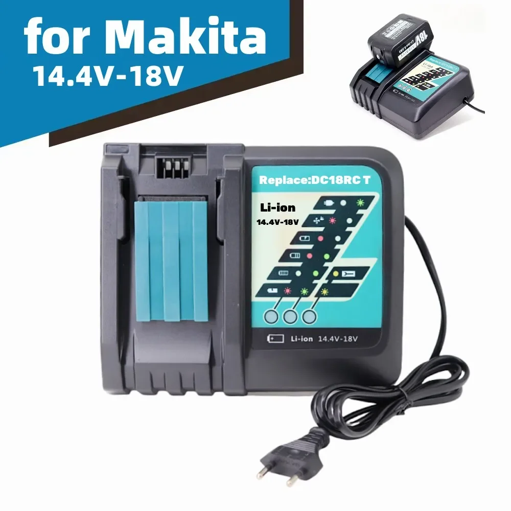 เครื่องชาร์จแบตเตอรี่อย่างรวดเร็ว DC18RC เข้ากันได้กับ Makita 14.4V-18V BL1415 BL1430 BL1815 BL1830B BL1850B BL1860B