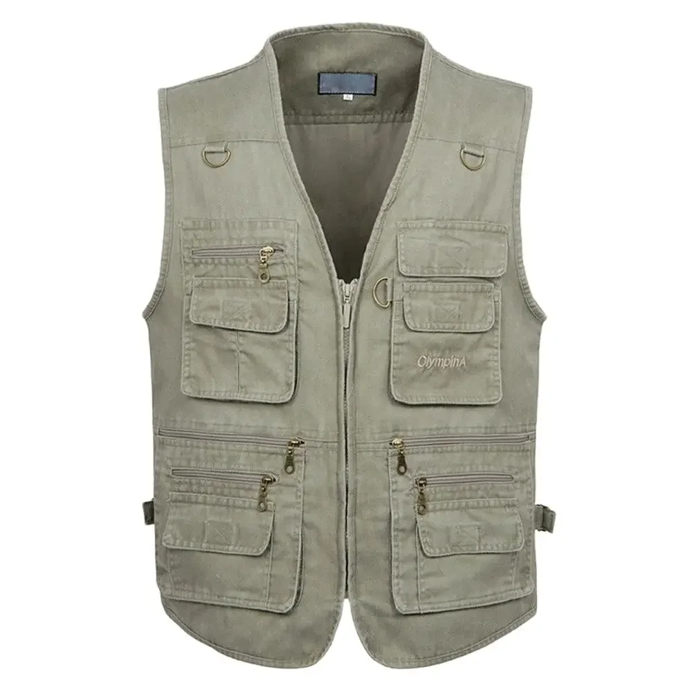 Coat Jacket Plus Sleeveless Men Military Vest Casual Mens Multi Sleeveless Pocket Summer Cotton Cargo Size New Waistcoat Vest