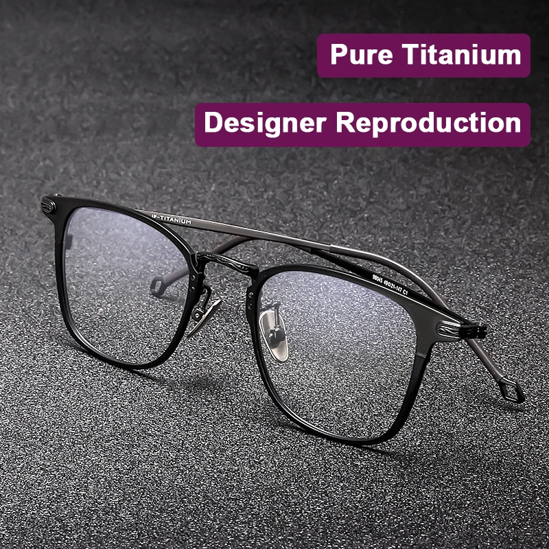 Japanese Brand Replica Pure Titanium Ultra Light Men's Eyeglass Hollow Out Carved Temple Design Glasses Business Classic Frame