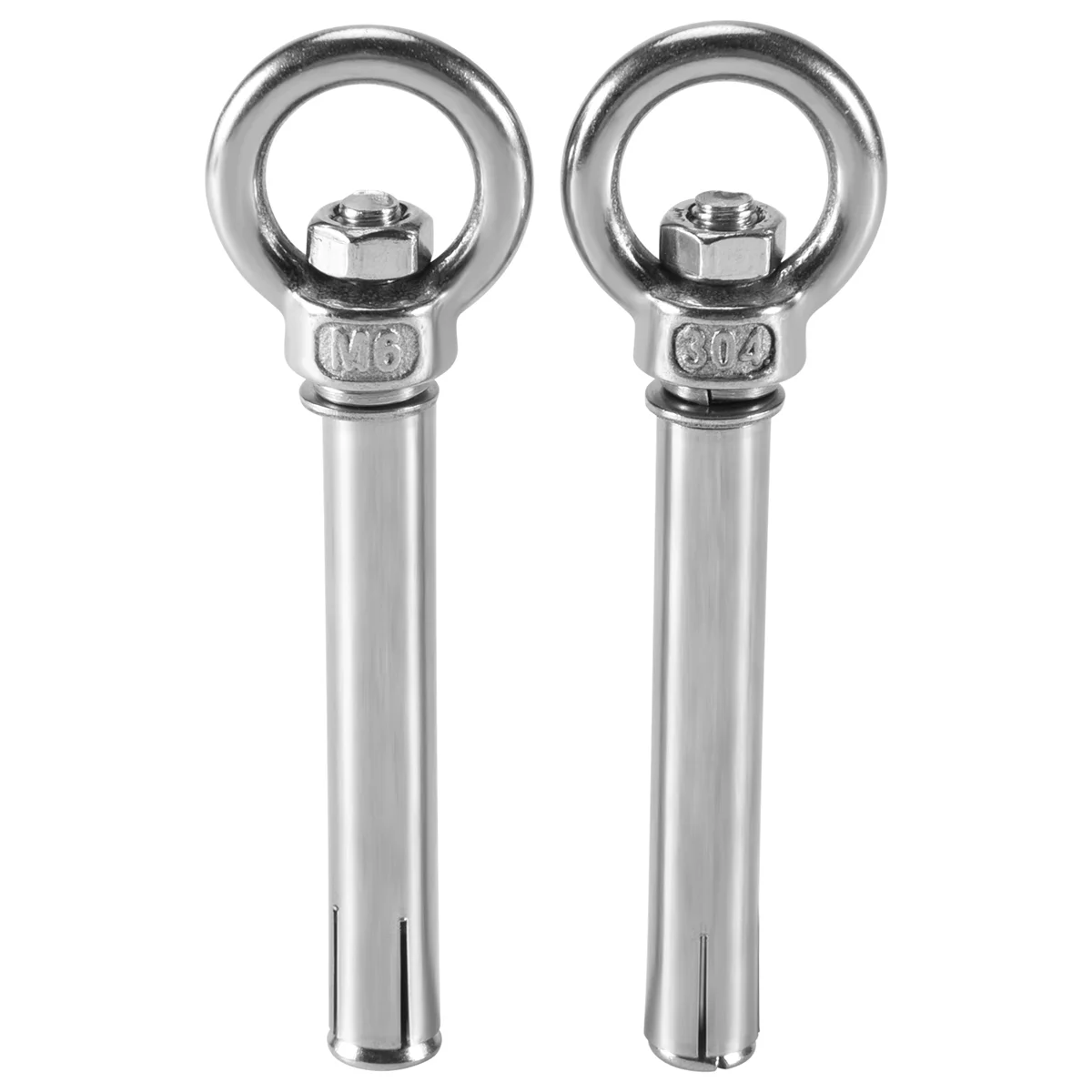 2Pcs Stainless Steel Raw Style Shield Anchor Eye Bolts M6 x 82mm,Silver