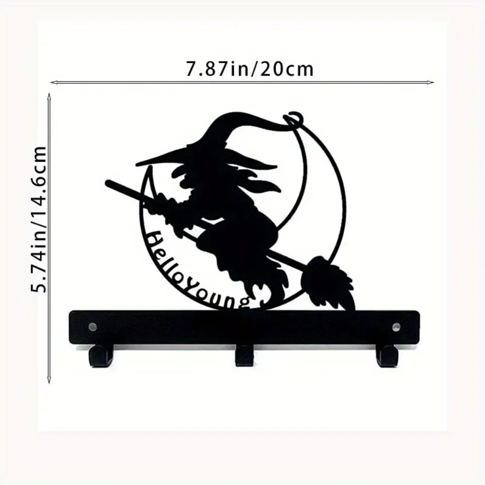 Mesmerizing 1pc Halloween Hook: Moon Witch Ornament for Clothes and Key. A Entrancing Storage Rack for Halloween.