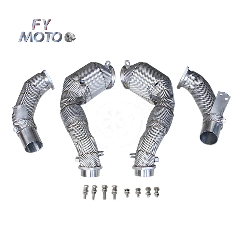 

For BM W M850I G14 G15 G16 M550i G30 M650I 750I G11 G12 N63 22+ Exhaust Catted Downpipe With Heat Shield With OPF