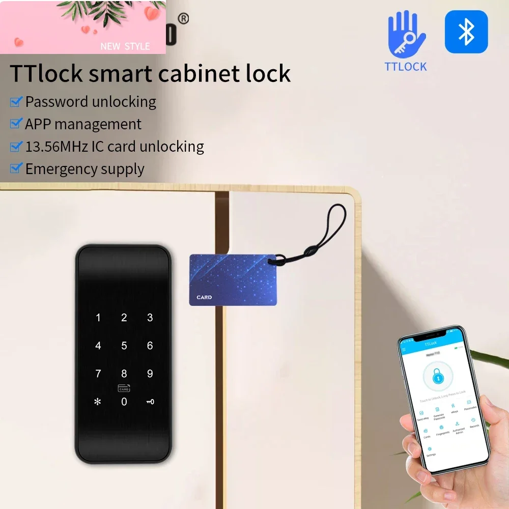 

TTLOCK Smart Drawer Lock Electric RFID 13.56MH IC Card Cabinet Locker Unlock Intelligent App Keyless Sensor Lock Easy To Install