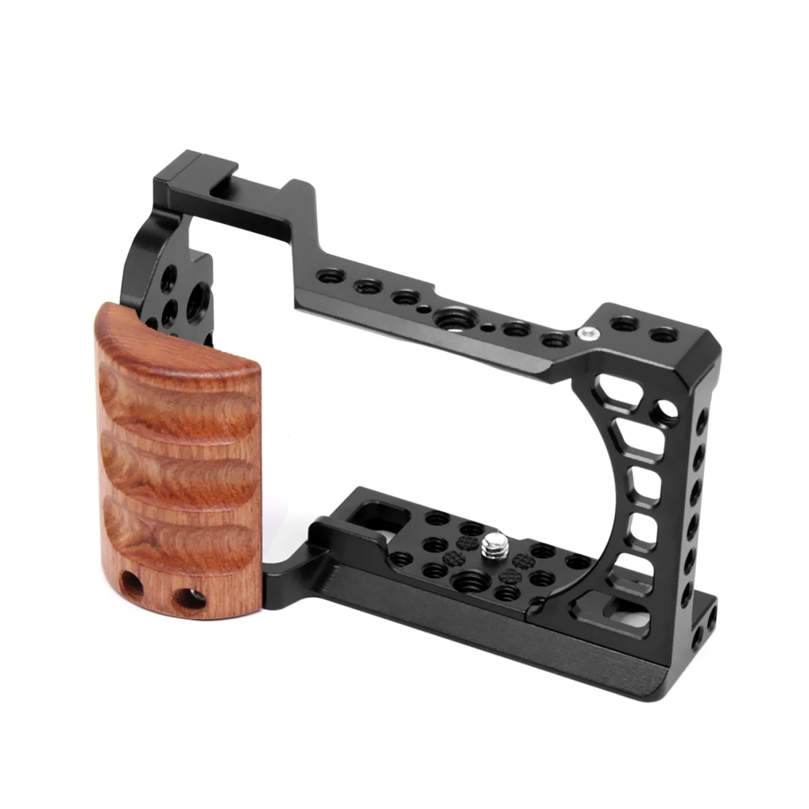 PULUZ Wood Handle Metal Camera Cage Stabilizer Rig For Sony A6400 A6300 A6100 A6000 Camera Rig