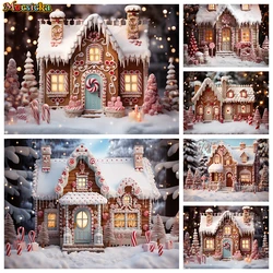 Christmas Candy House Background Photography Winter Snow Xmas Birthday Backdrop Decor Children Kids Cake Girls Tree Photo Studio