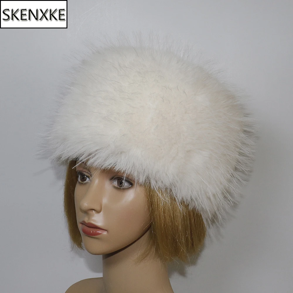 

2024 New Winter Outdoor Keep Warm Faux Fur Beanies Hat Women Warm Fluffy Popular Female Round Cap Fashion Faux Raccoon Fur Hats