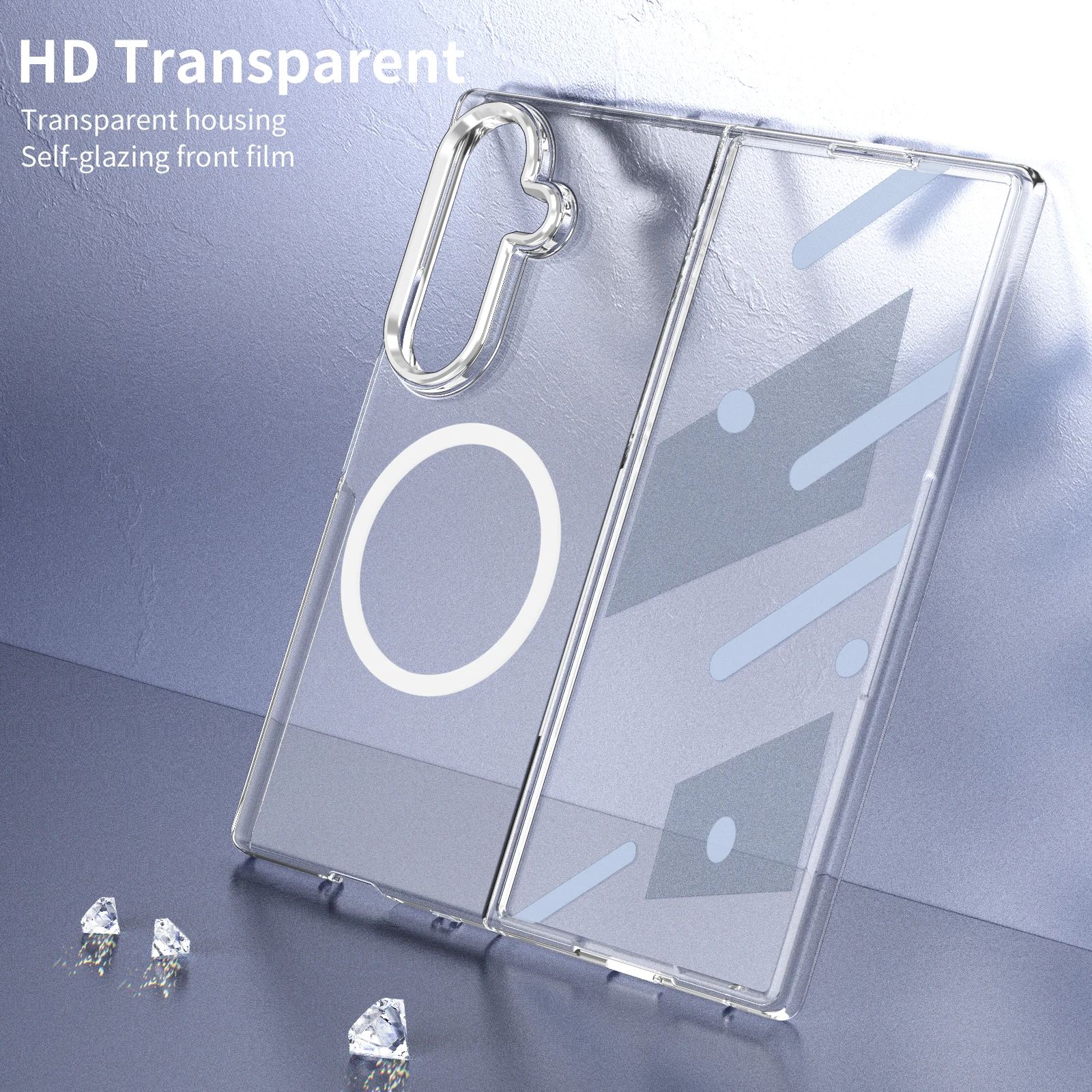 Luxury Clear Magnetic Phone Case With HD Tempered Flim For Samsung Galaxy Z Fold 8 Ultra Fold 8 7 6 5 4 3 Shockproof Back Cover
