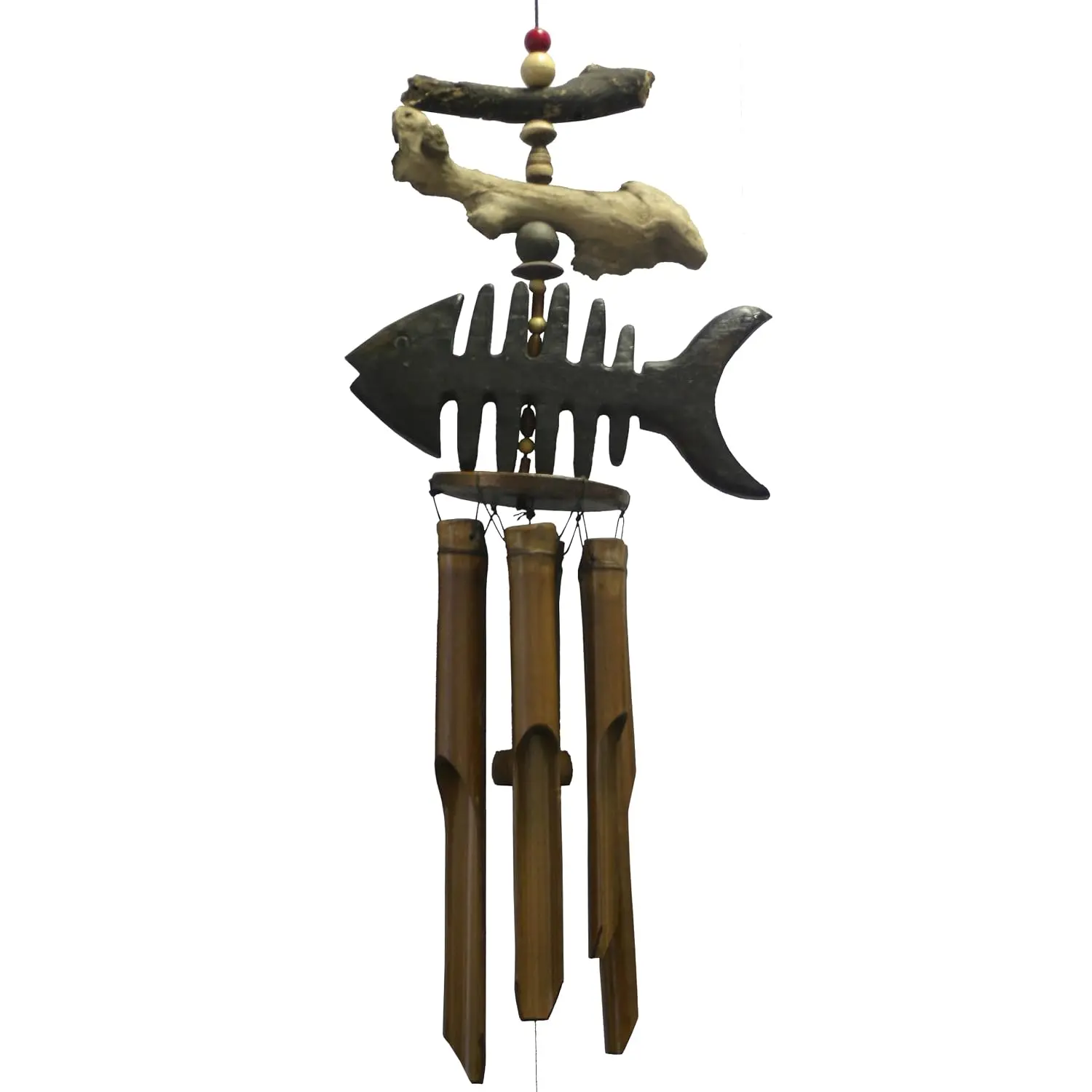 Wind Chime Fish Handcrafted Wooden Bamboo Bone Fish Outdoor Garden Decoration Patio Decor Gift Idea, Customized