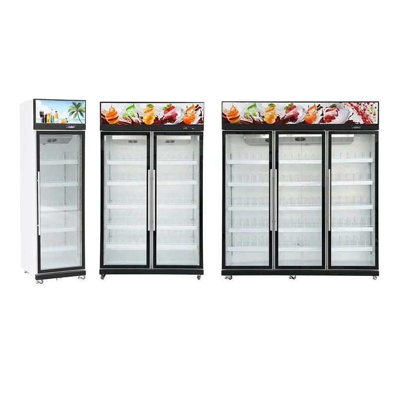 

l # Commercial Single Glass Door Vertical Showcase Upright Beverage Refrigerator Freezer Cooler