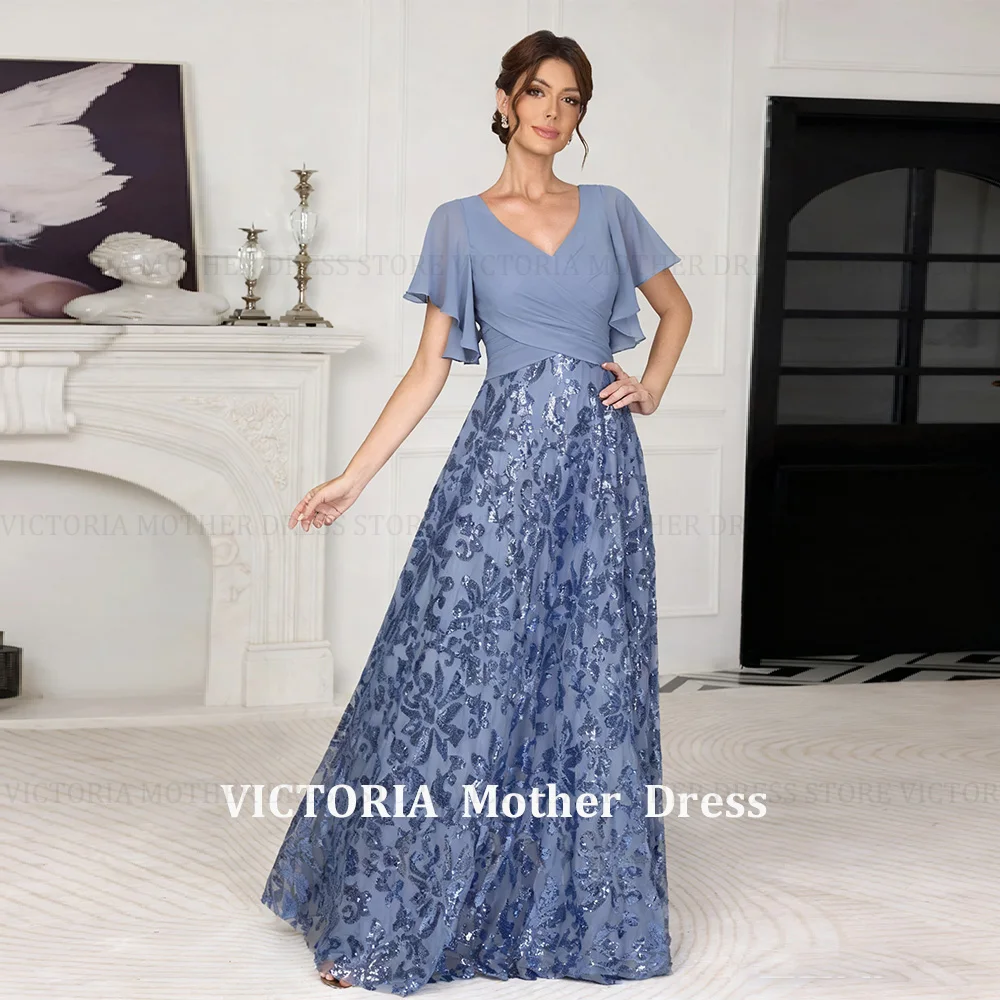 VICTORIA Customized Exquisite Mother of the Bride/Groom Dress 2026 Sequins A-Line Wedding Guest Gown Pleat Party Evening Dresses