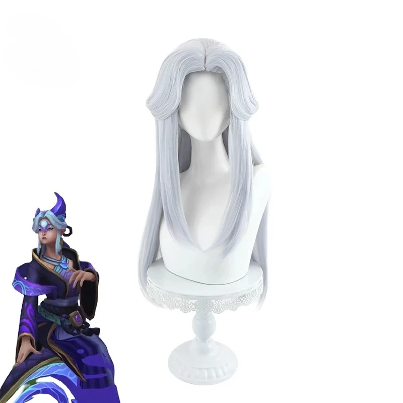 ゲーム LOL スピリットブロッサムアルーネコスプレウィッグロング銀白色女性コスプレウィッグ耐熱人工毛ウィッグ