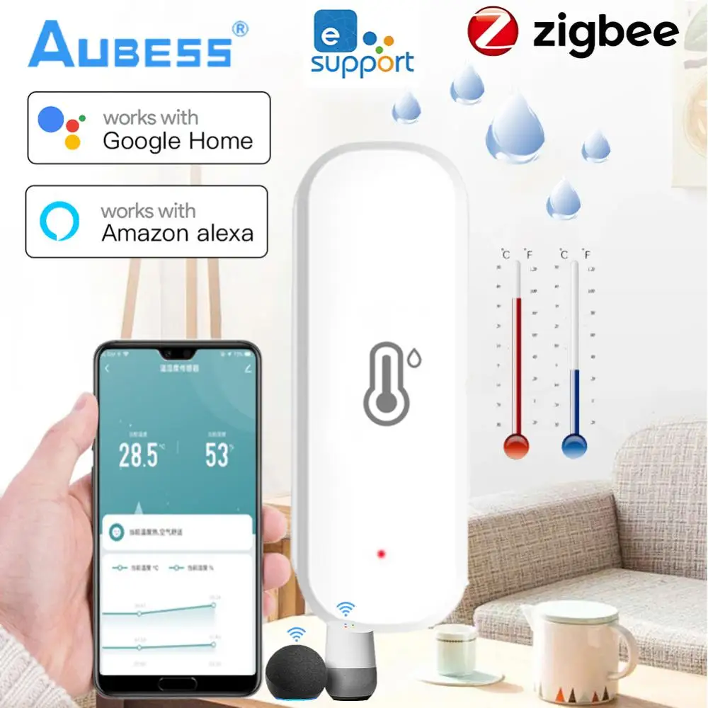 

Ewelink Zigbee Smart Temperature Humidity Sensor APP Monitor Indoor Hygrometer Controller Monitoring Work With Alexa Google Home