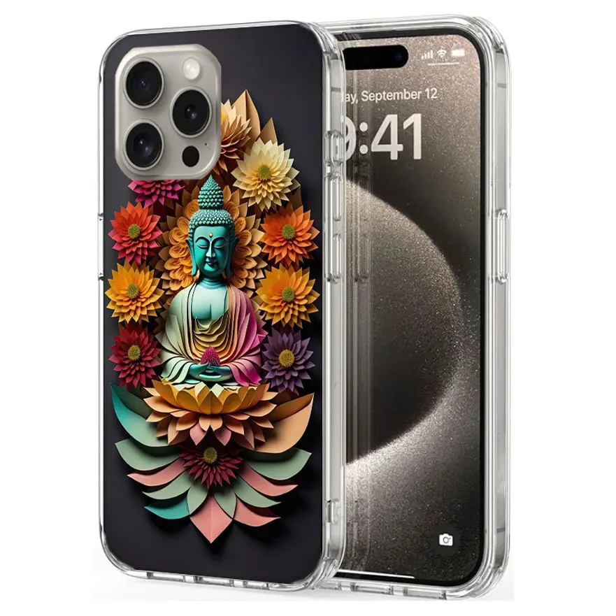 Origami Paper Cuttings Buddha Clear For Apple iPhone 16 15 Pro Max Cover 14 Plus 13 12 Mini 11 Pro XR XS Max Phone Case Silicone