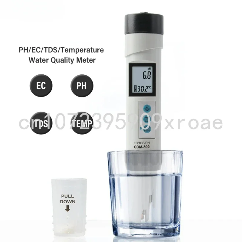 4 in 1 EC /TDS /Temperature/ PH Meter  Tester Waterproof with ATC Calibration and Data Hold Tool COM-300