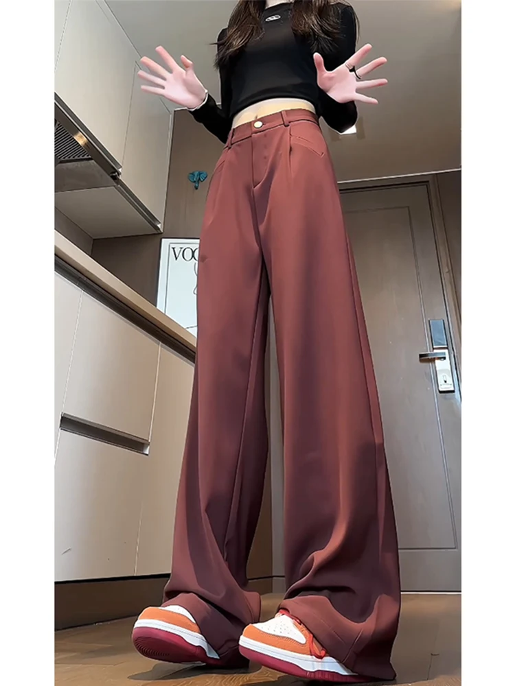 

Ankore мужские винно-красные широкие брюки драпированные повседневные брюки прямого кроя с высокой талией модные осенние модные брюки для отдыха