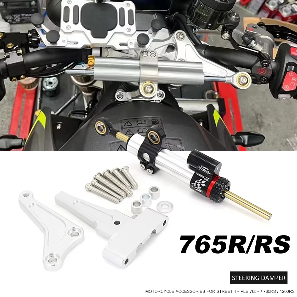 

New For Street Triple 1200RS 1200 RS Motorcycle Steering Damper Stabilizer Bracket Mounting Kit For STREET TRIPLE 765RS 765R by