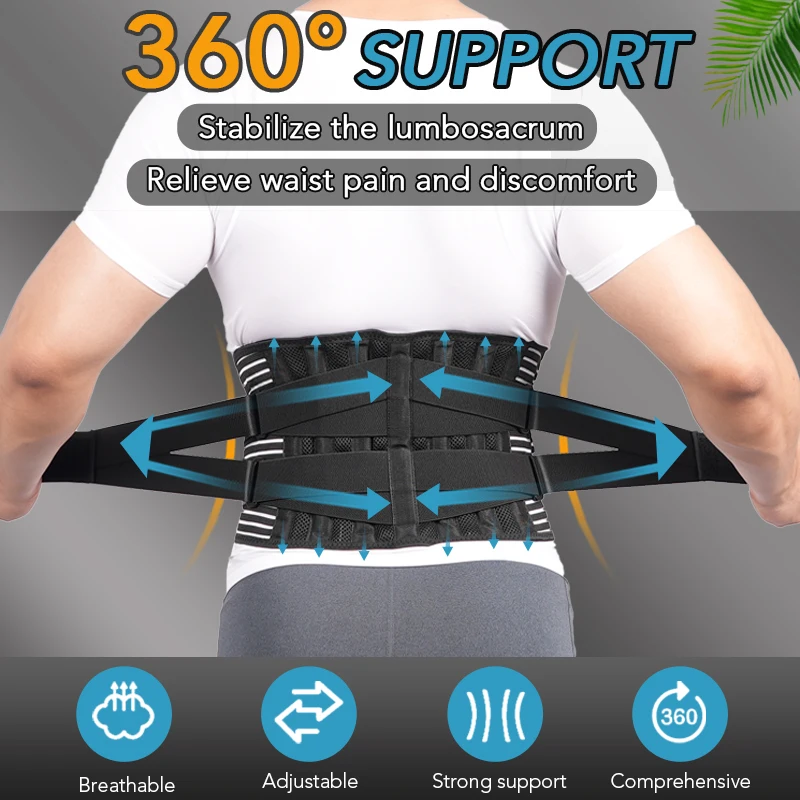 Back Braces for Lower Back Pain Relief with 6 Stays Breathable Back Support Belt Anti-skid Lumbar Support Belt with for Sciatica