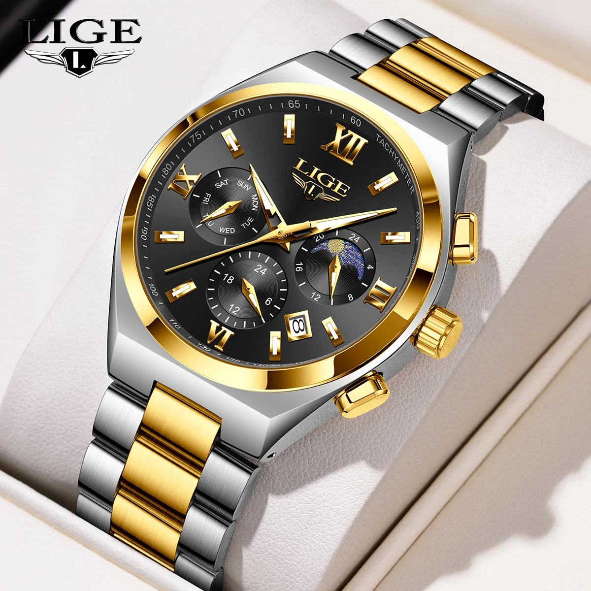 

LIGE New Luxury Military Watch for Men Waterproof Luminous Date Chronograph Man Watch Sport Quartz Stainless Steel Men's Watches