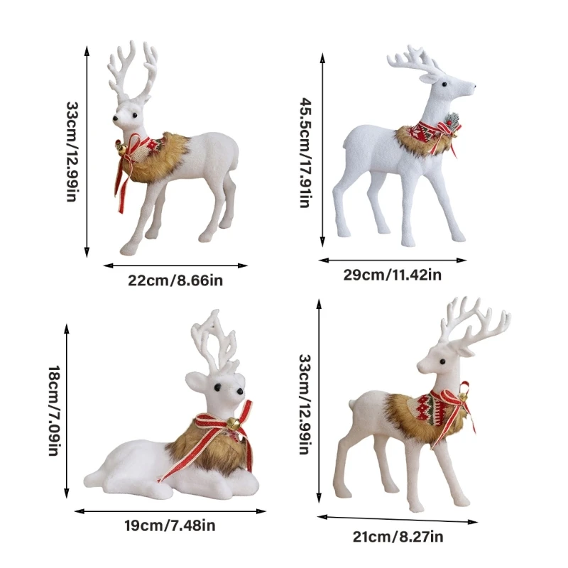 Festival White Reindeer Statue Ornament Elegant White Reindeer Display Sculpture Christmas Decors For Window And Dropship