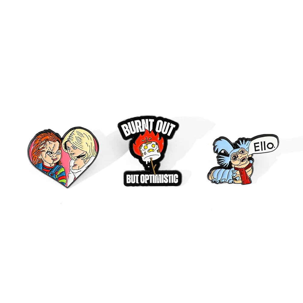 3 pcs Fashion Anime Brooch Cartoon personality Chucky Enamel Pins Badge Brooches Clothes Jewelry Pin Gift for Friends